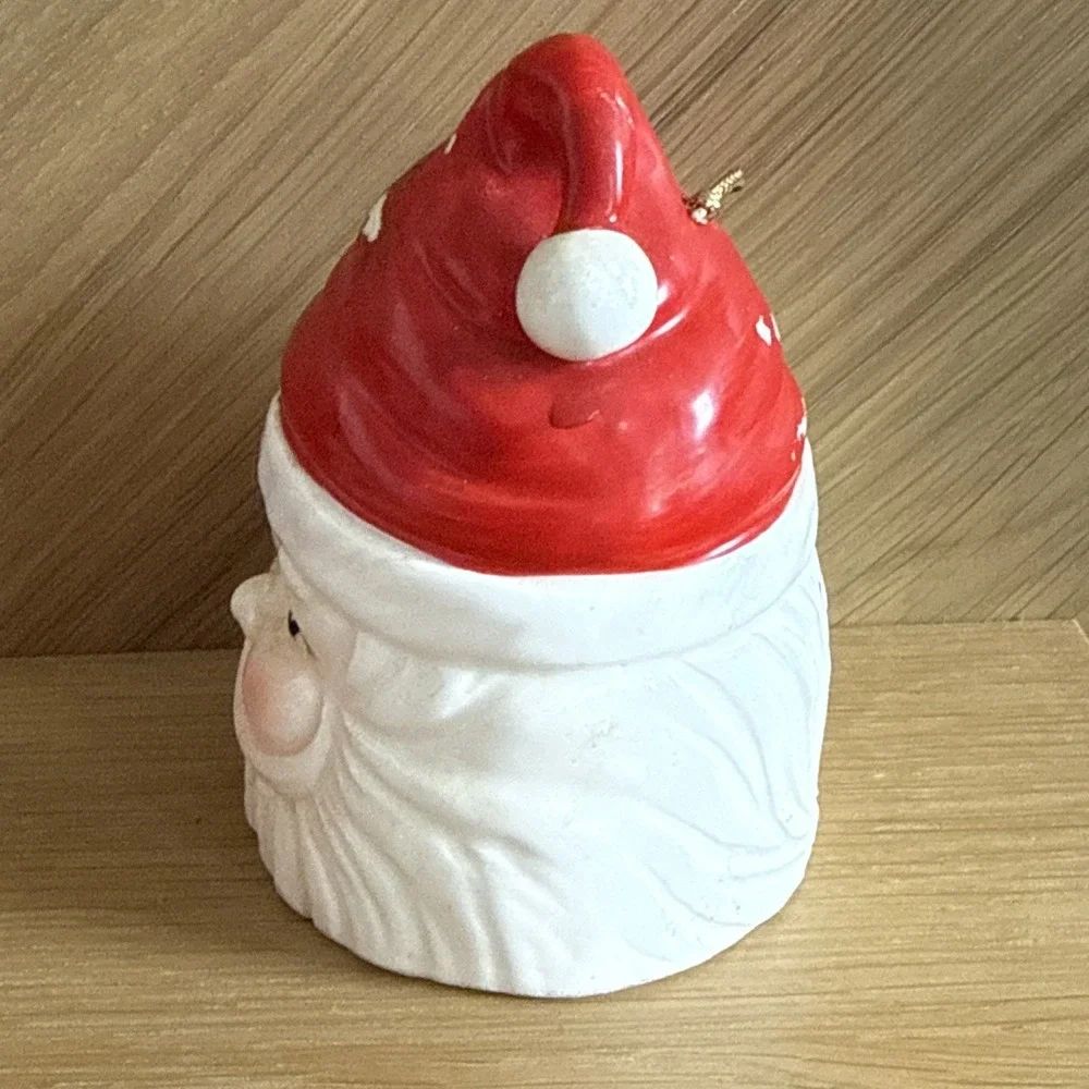 Vintage Santa Ron Gordon Designs Porcelain Head Bell Christmas Decor Red White